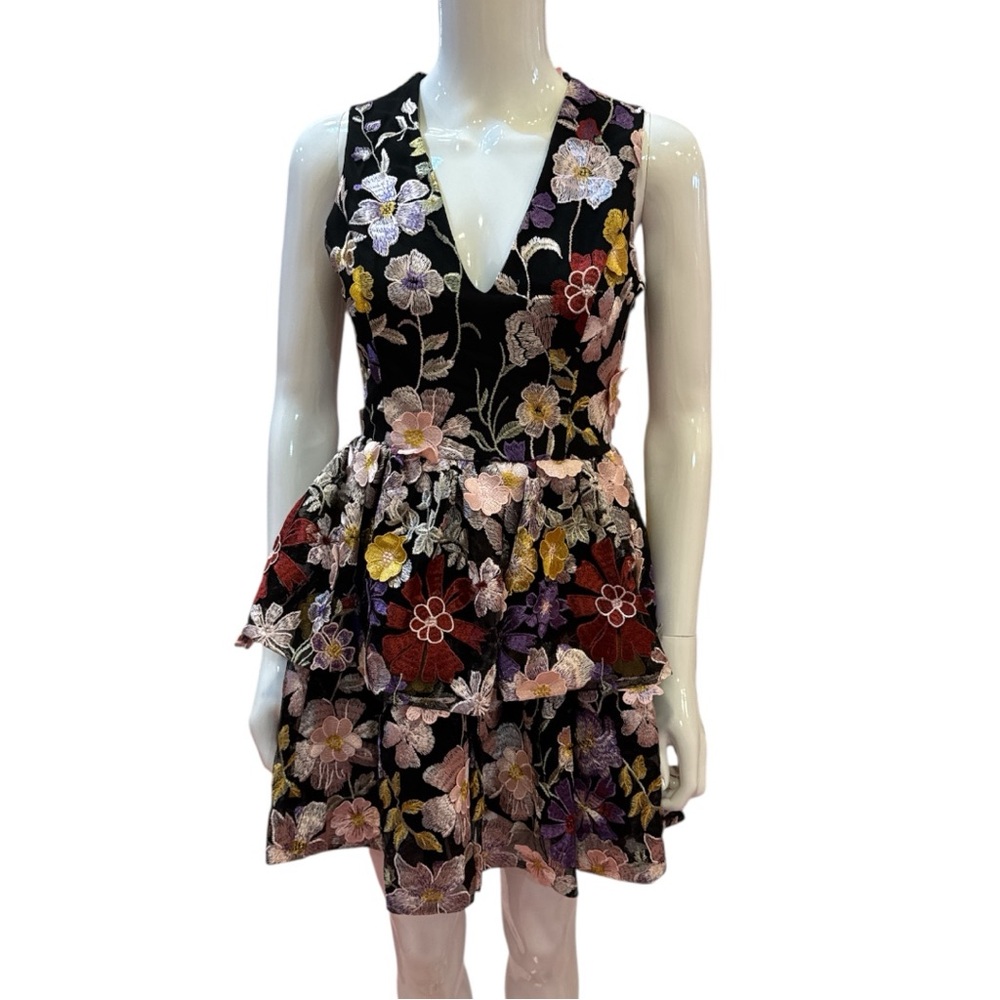 Endless Rose Black Floral Embroidered Mini Dress